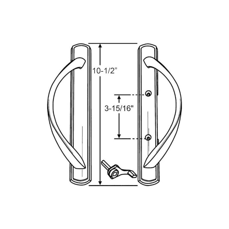 G.A.S Hardware Amesbury Truth Handle Set for Sliding Patio Glass