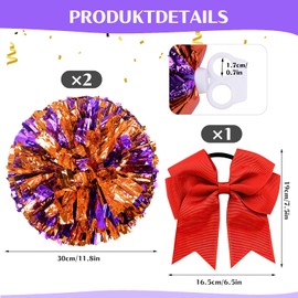 Nuyoah Cheerleader Pompoms Cheerleading Pack of 2 Cheerlead Pompoms Cheerleading Pong Pongs Cheerleader Pom Poms Cheerleading Metal Foil for Sports Competition Carnival Parties
