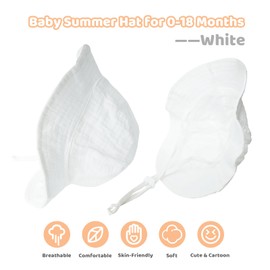 sesameless Baby Sun Hat with Adjustable Rope,Toddler Bucket Hat for Girl Boy,Beach Cap for 0-18 Months,Baby Summer Hat for Newborn (White)