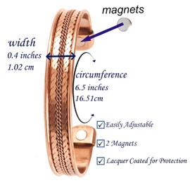 Touchstone New Indian Beautifully Twisted Wire Hammered Magnetic Healing Copper Peace Chakra Yoga Meditation Mantra Jewelry Bracelet for Women and Men.