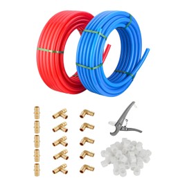 Pex-A Pipe/Fitting Combo: EFIELD 3/4-inch Pex-A Tubing 2 x100 ft (200 ft), 3/4-inch Poly Expansion Fittings- Elbow Tee Coupler (15 PCS), and Expansion Rings (50 Pcs), Pipe Cutter