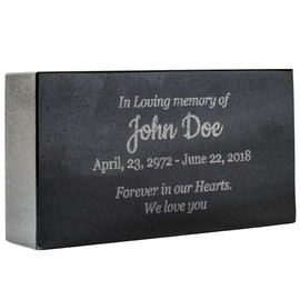 PlaqueMaker Black Granite Memorial Headstone for Lost Loved Ones, Dogs, Cats, and Family Pets. Great for Your Garden, Tree Dedication, or in a Cemetery. Includes Your Personal Text and Photo