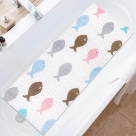 Bathtub Mat Shower Mat Non-Slip, 16x 39 Inch, Soft Comfort Bath Mat with Drainage Holes, PVC Loofah Massage Bathmat for Shower, Tub, Bathroom, Wet Areas, Quick Drying