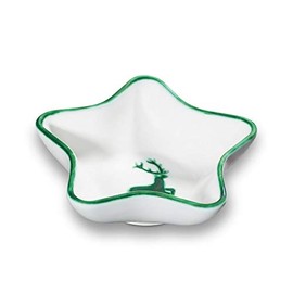 Gmundner Keramik Manufaktur 0324SAST14 Green Deer Star-Shaped Bowl 14 cm