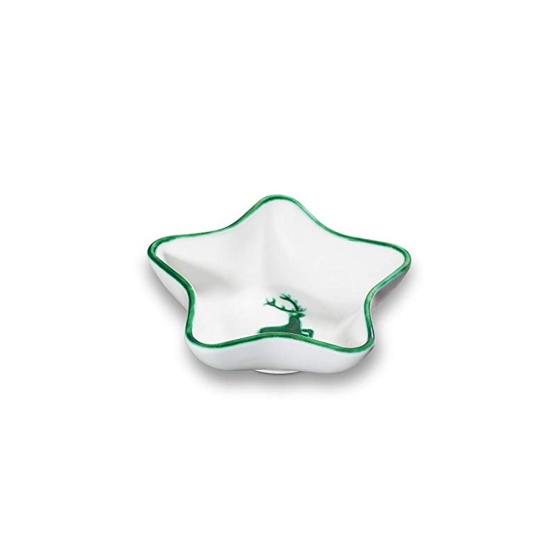 Gmundner Keramik Manufaktur 0324SAST14 Green Deer Star-Shaped Bowl 14 cm