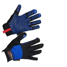 SAFE HANDLER Super Grip Gloves | Textured Grip Palm, Non-Slip Texture, Hook & Loop Wrist Strap, BLACK/BLUE, S/M