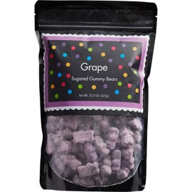 Purple Gummy Bears Sugared, 1.3 Pound Resealable Bag, Purple Candy, Grape Flavored, The Hampton Popcorn & Candy Company