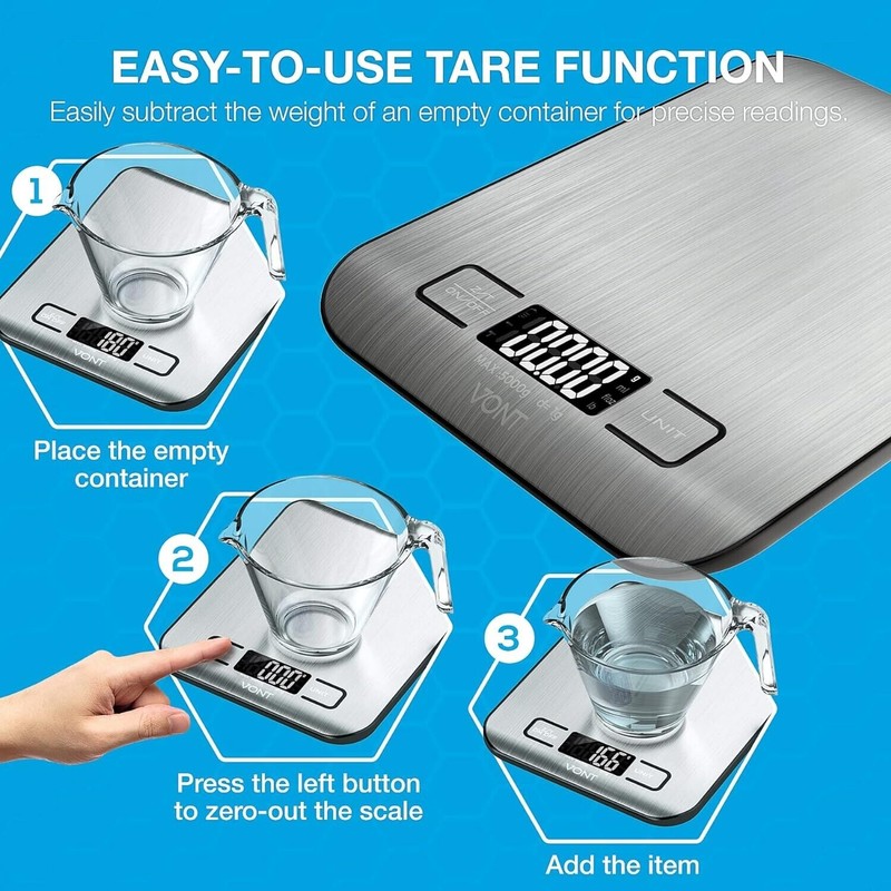 Vont Digital & Mechanical Kitchen Scale w/LCD Screen, 304 Food
