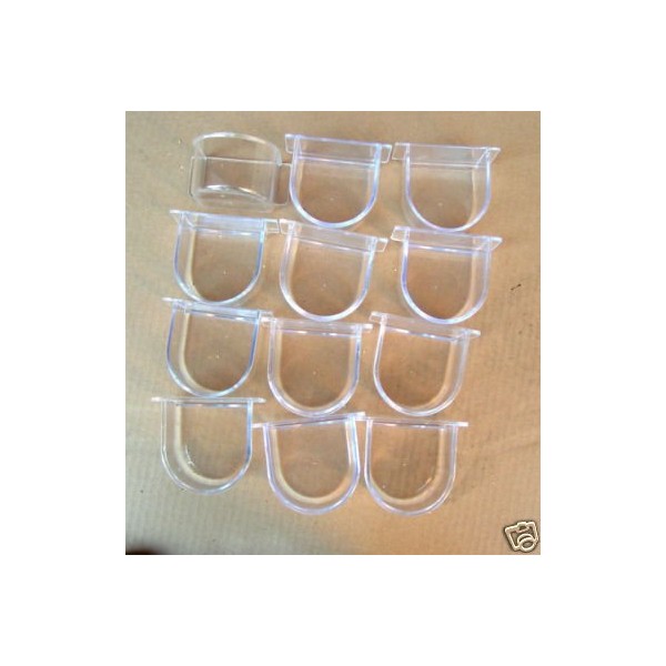 Lot of 12 Bird Cage Clear Plastic Seed Water Feeder Cups