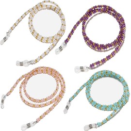XMMXNBJ 4 Pcs Beaded Glasses Chain,Eyeglass Chain for Women Sunglasses Neck Cord Holder Plastic Gold Bead Eyeglass Lanyard