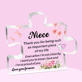 SDOFY Niece Birthday Gifts - Puzzle Acrylic Plaque Niece Gifts, Gifts for Niece, Birthday Gifts for Niece Christmas Graduation Gift Niece Gifts from Auntie Uncle