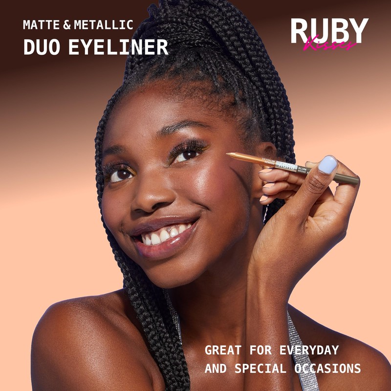 Ruby Kisses Waterproof Matte & Metallic Duo Eyeliner - Dual-Ended