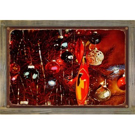 Christmas Kaleidoscope Rustic Metal Print on Reclaimed Barn Wood from Drawing and Painting by Artist Mike Bennett 11.5" x 17.5"