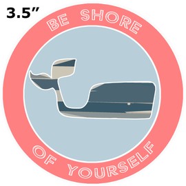 Athena Brands Blue Whale Be Shore of Yourself  - Car Truck Window Bumper Graphic Sticker Decal - Lobster Claw Red