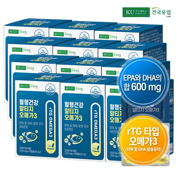 Konkuk Dairy Products [Onsale] [Konkuk Dairy Products] Blood circulation health Altige Omega 3 30 capsules x 12 (12 months) / 건국유업 [온세일][건국유업] 혈행건강 알티지 오메가3 30캡슐x12개(12개월)
