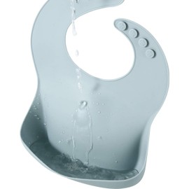 uunida baby Baberos para Bebe Niño Niña - Baberos para Bebe Impermeable Ajustable - Babero de Silicona fácil de limpiar con bolsillo recolector Pack de 2 (Marino y Beige)