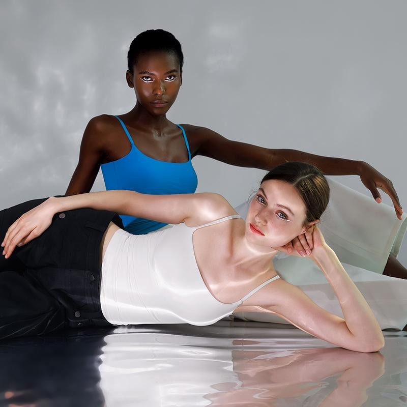 PUMIEY Women's Square Neck Tank Top Adjustable Spaghetti Straps Sleeveless