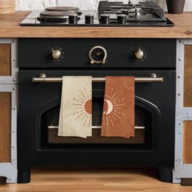 Sviojuce Vintage Orange Boho Sun and Moon Kitchen Towels Decorative 16x24, Abstract Minimalist Sunshine Dish Towels Cloths Dishcloths Tea Towel Gifts, Bohemian Bathroom Kitchen Hand Towel Decor