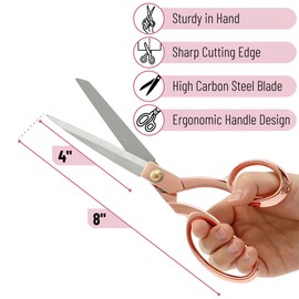 Mr. Pen- Fabric Scissors, 8-inch Rose Gold Premium Tailor Scissors, Sewing Scissors for Fabric Cutting, Fabric Cutter, Fabric Shears, Fabric Scissors Professional, Heavy Duty Scissors Heavy Duty