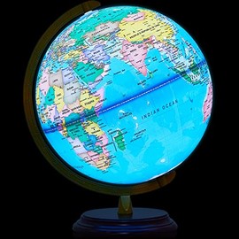 Amylove 13'' Illuminated World Globe for Adults 720°/360° Rotation Rewritable Light Up Globe with Stand World Map for Interactive Learning Light with Base Lamp LED Decor(Wood,Classic)