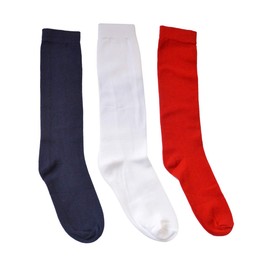 MAGUI - Calceta escolar lisa para niña - 6 pares - Largo abajo de la rodilla (7 al 9, Blanco)