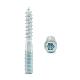 QWORK® Pack of 10 Hanger Bolts M8 x 60 mm Double Thread Carbon Steel Galvanised Accessories for Furniture Assembly