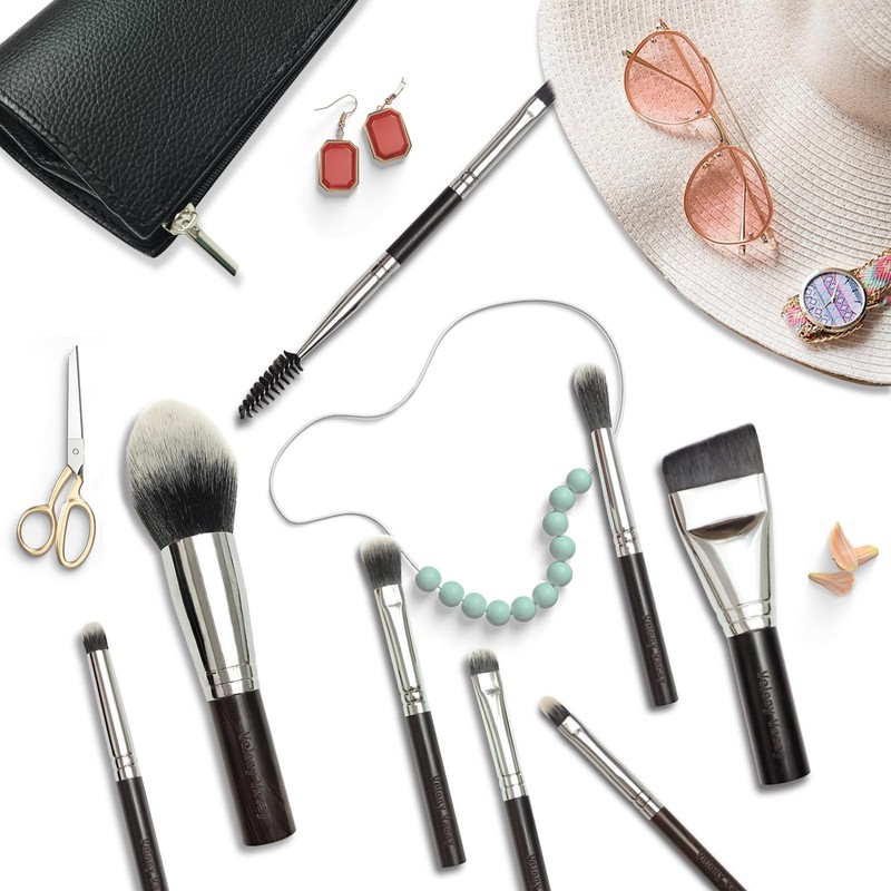 Reise-Make-up-Pinsel-Set, Make-up-Pinsel mit Etui für Foundation, Puder, Concealer, Lidschatten, 8