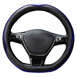Mayco Bell Mayco Bell Flat Bottom Steering Wheel Cover Anti-Slip,Safety,Soft,Breathable,Durable,Full Surround,Comfortable Grip Microfiber Leather (D Shape, Black Dark Blue)