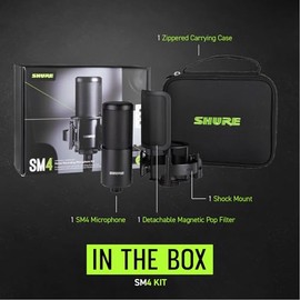 Shure SM4 - Kit de micrófono de grabación de Estudio, micrófono de Condensador XLR, construcción Totalmente metálica, Incluye Filtro magnético