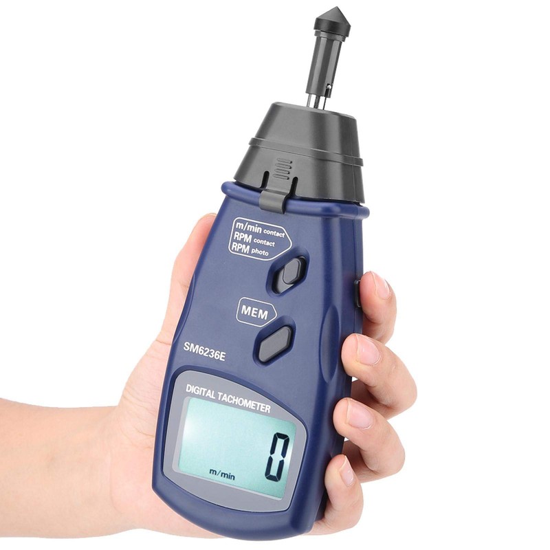 SM6236E Handheld Laser/Contact Tachometer 5 Digits 18 mm Digital LCD