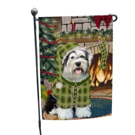 Doggie of the Day Tibetan Terrier Dog Garden Flags - Christmas Stocking was Hung - Double Sided - Yard Porch Lawn Spring Decorative Gift - Home Decor 12 1/2"w x 18"h - GFLAG50793