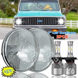 JESUO Pair 7" Inch LED Car Headlight Parts Round HI/LO Beam for Chevy Pickup Truck3100