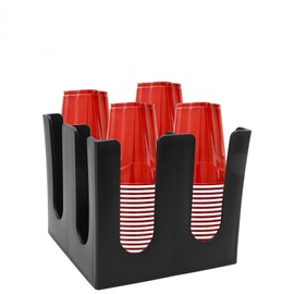 Disposable Paper Cup Dispenser,Paper Cup and Lid Holder,Square 4 Grids Disposable Coffee Cup Dispenser Organizer Plastic Cup and Lid Organizer for Offices