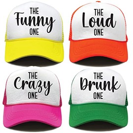 Funky Junque Trucker Party Hats - 4 Pack - Crazy, Funny, Drunk, Loud