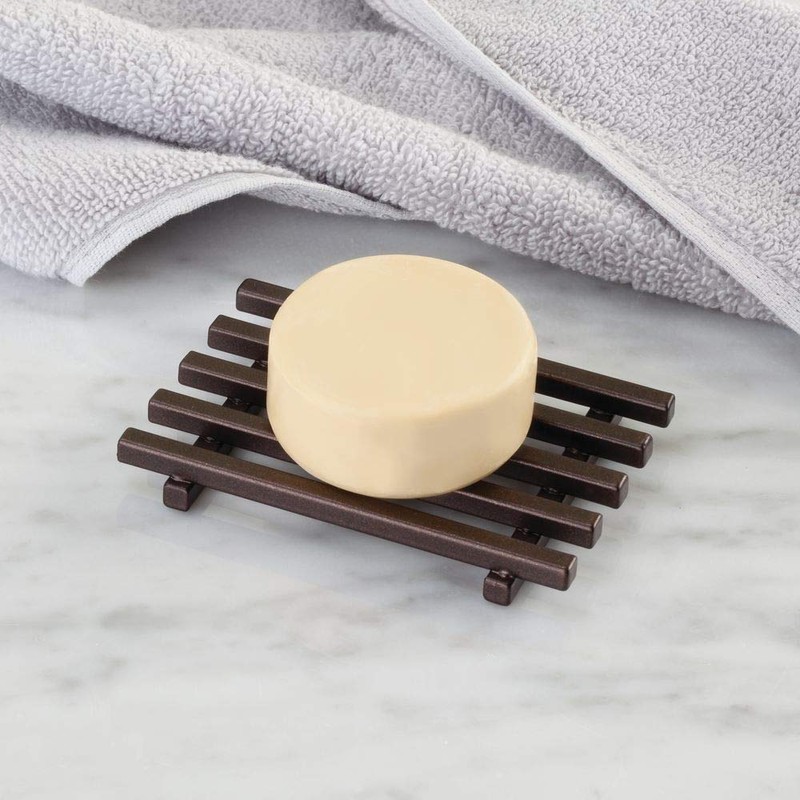 iDesign Steel Self-Draining Kitchen and Bathroom Bar Soap Holder, The