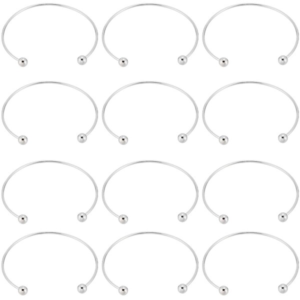 SUNNYCLUE 12Pcs Silver Bangle Making Ball Bangle Cuff Bulk Metal