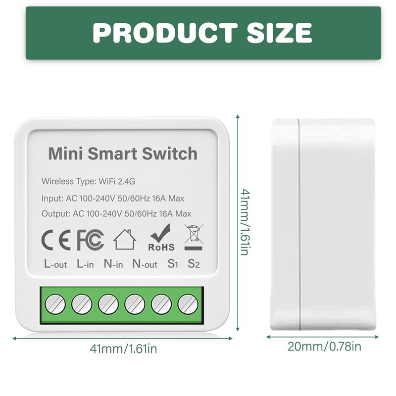 4 Stück Smart Lichtschalter Modul 2 Wege, Mini DIY WLAN