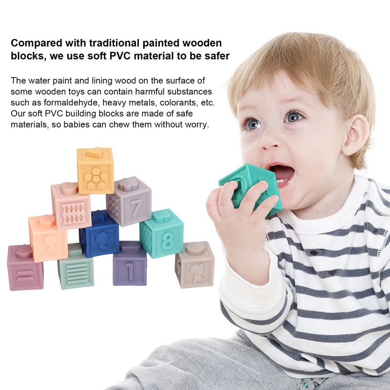 Soft Rubber Blocks Babies Children Chewing Silicone Early Childhood Educational