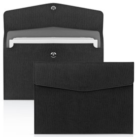 Skycase Document Bag A4, Document Pockets, PU Leather, Business File Bag, Document Folder, Briefcase for A4 Documents, Office, School Travel, Black