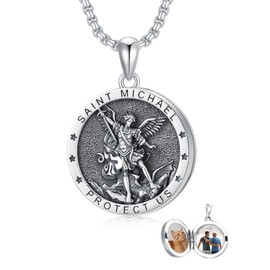 Shusukue Saint Michael/Sebastian/Saint Gabriel/Christoph/Guadalupe/Divina/Benedict/George Necklace, Sterling Silver Archangel Necklace, Religious Pendant, Amulet Jewellery for Christian, Sterling