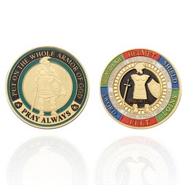 Armor of God Coins, 1/2/5/10/20 Pcs Challenge Coins Custom Set, Full Armor of God Religious Tokens for Christian Bible Study and Military Gifts