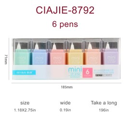 6 Pack Mini Correction Tape,White CorrectionTape, Great For School And Home School Kids Students (Mini 6 colors)