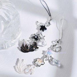 XLMCWT Anime Phone Charms - Gojo Satoru & Geto Suguru (2PCS Fish & 2PCS Anime Charms) - White - Lobster Clasp - Drop Shape - 15cm Length