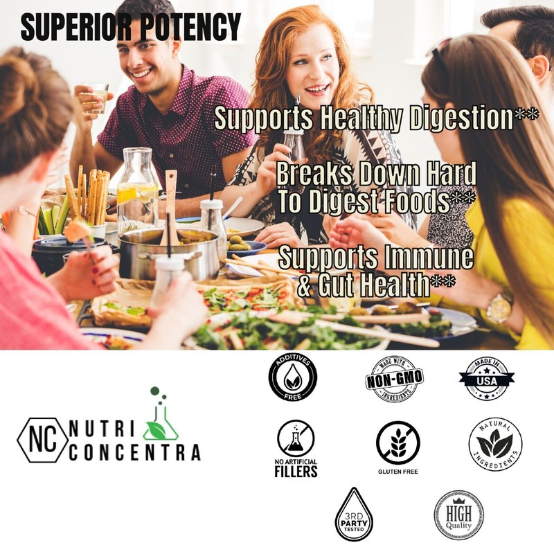 NutriConcentra Protease, Maltase, Invertase, Papain, Bromelain, Better Breaking Down Food.