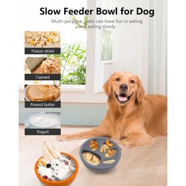 Slow Feeder Dog Bowls, Pet Supplies That Dog Puzzle Slow Feeder Pet Food Bowlsr for Medium Breed,Gray