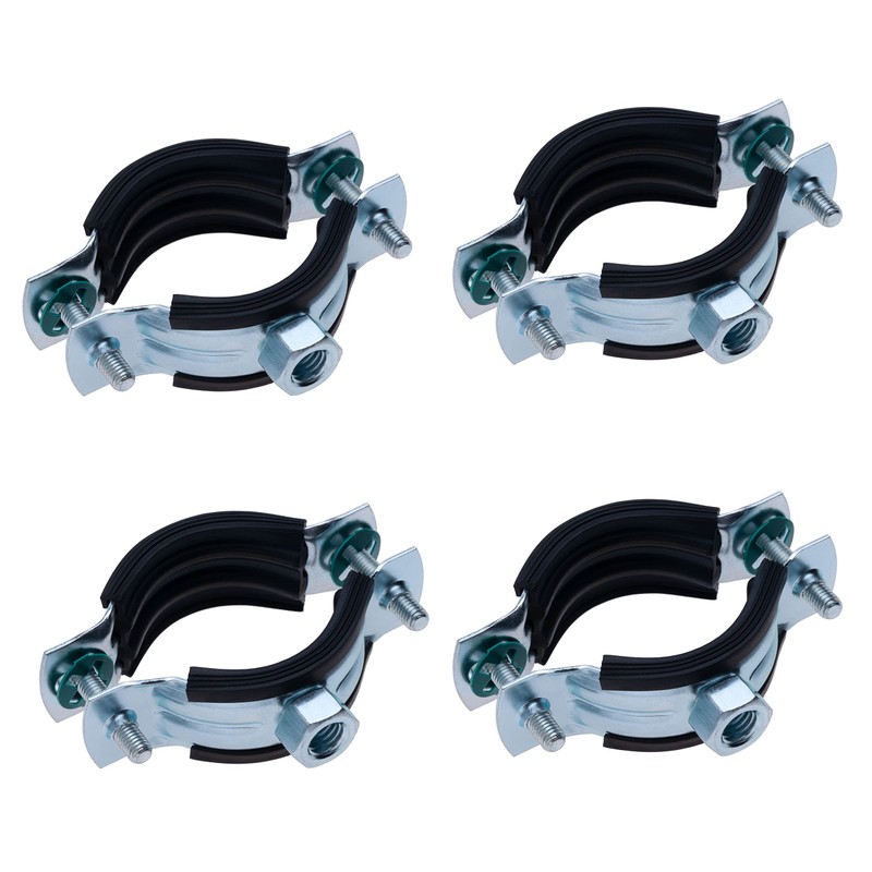 25-30 mm Pipe Clamp with Black Rubber Lining, Two-Part Pipe
