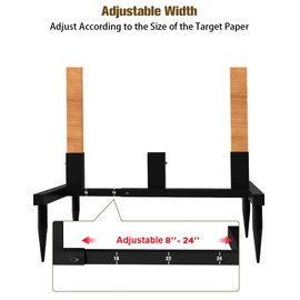 Koutemie Outdoor Shooting Target Stand with 10pcs 17x25 Inch Paper Targets, Heavy Duty Range Target Holder with Adjustable Base for Cardboard Silhouette, H Shape, Black