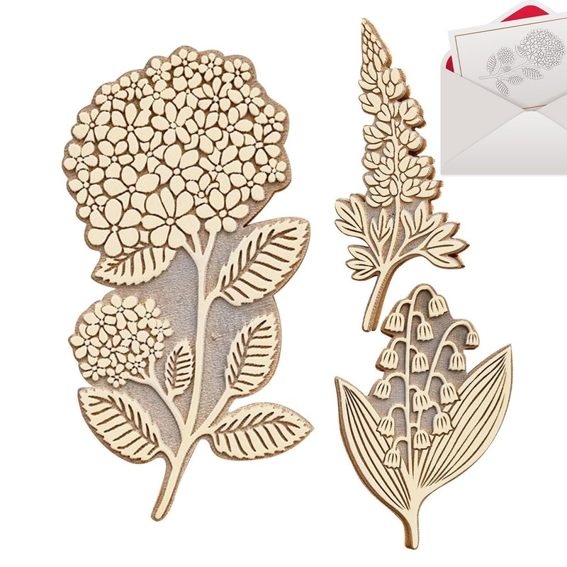 Floral Stamps,Wooden Seal Stamps - Retro Plant Floral Seal, Clear