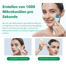 Micro Roller Biomassager for Face, Eyes, Scalp and Body - Premium Beauty Device 10 in 1 Kit
