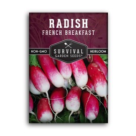 French Breakfast Radish Seeds for Planting – Heirloom Radishes with Long Red & White Roots – Fast-Growing Cool Season Crop for Spring & Fall - Survival Garden Seeds (1 Pack)